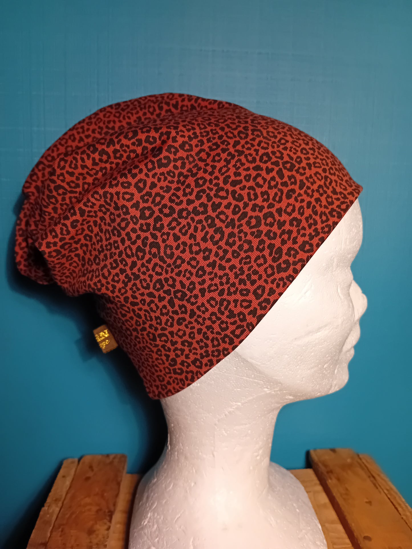 Beanie Bonnet Leopard Rouge et Noir